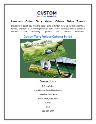 Luxurious Cotton Terry Velour Cabana Stripe Towels