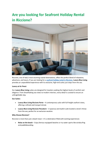 Are you looking for Seafront Holiday Rental in Riccione