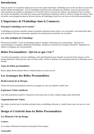 Boîtes Personnalisées : L'Art de l'Emballage Créatif