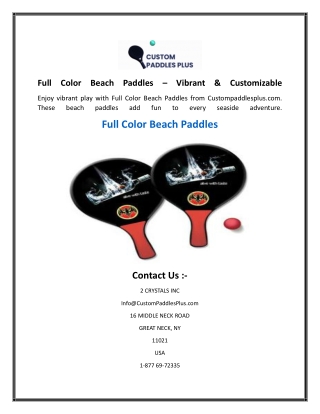 Full Color Beach Paddles  Vibrant & Customizable
