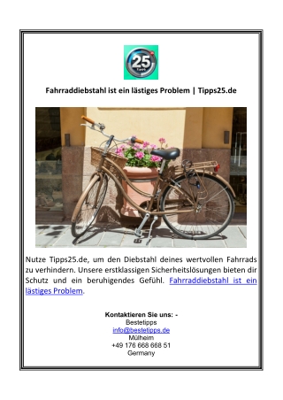 Fahrraddiebstahl ist ein lästiges Problem | Tipps25.de