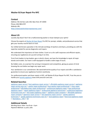 Washer & Dryer Repair Pro NYC