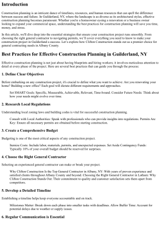Best Practices for Effective Construction Planning in Guilderland, NY