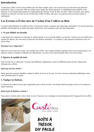 Les Erreurs à Éviter lors de l'Achat d'un Coffret en Bois