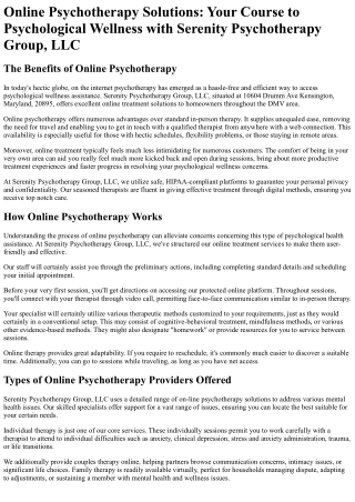 Serenity Psychotherapy Group