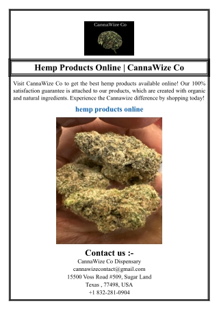 Hemp Products Online | CannaWize Co