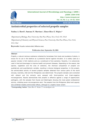 Antimicrobial properties of selected propolis samples