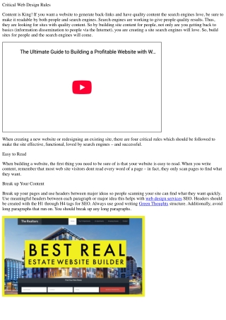 Critical web design rules