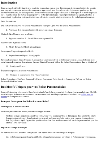 Des Motifs Uniques pour vos Boîtes Personnalisées