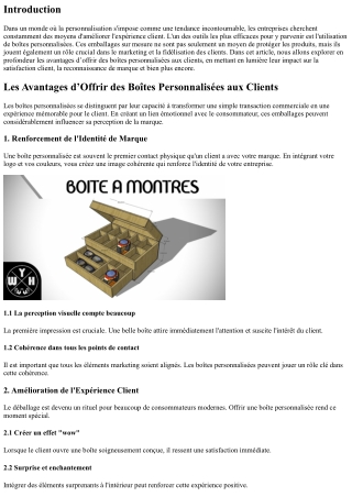 Les Avantages d’Offrir des Boîtes Personnalisées aux Clients