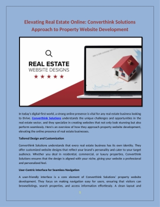 Elevating Real Estate Online Converthink Solutions Approach to Property Website Development