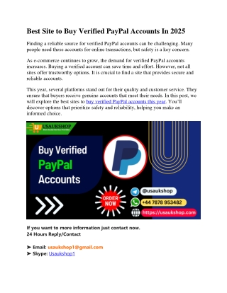 Best Site to Buy Verified PayPal Accounts in 2025
