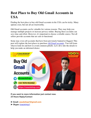 Best Place to Buy Old Gmail Accounts in USA