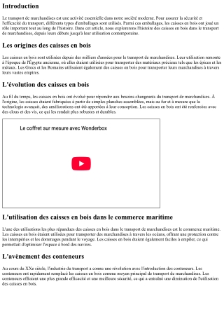 L'histoire des caisses en bois dans le transport de marchandises