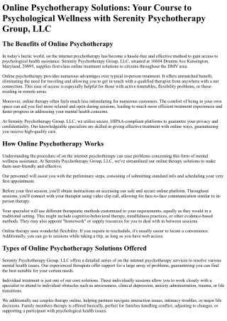 Serenity Psychotherapy Group