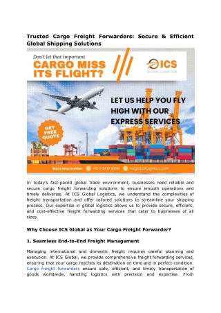 Cargo freight forwarders