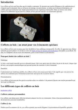 Coffrets en bois : un atout pour vos événements spéciaux