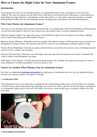 How to Pick the Right Color for Your Aluminum Frames