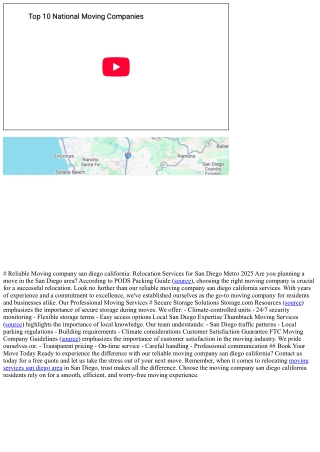 # Reliable Moving company san diego california: Relocation Services for San Dieg