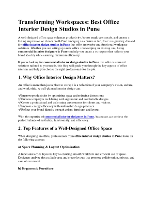 Best Office Interior Design Studios in Pune