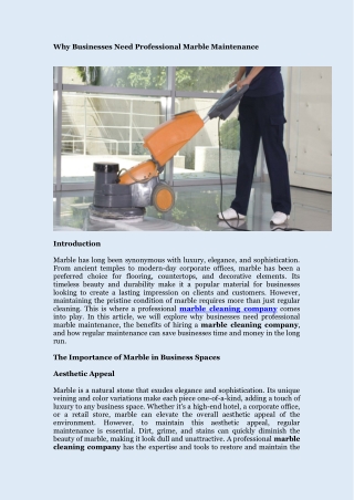 Why Businesses Need Professional Marble Maintenance