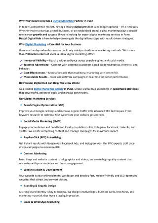 Why Your Business Needs a Digital Marketing Partner in Pune