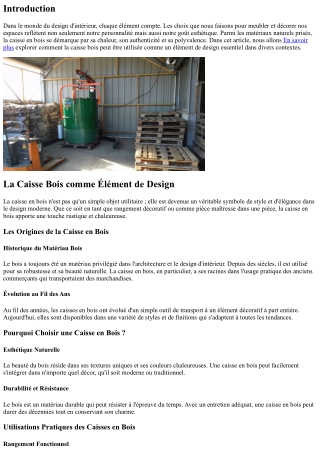 La Caisse Bois comme Élément de Design