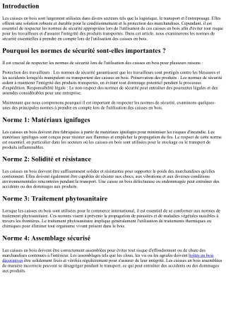 Les normes de sécurité pour les caisses en bois