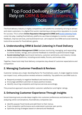 The Secret Behind Leading Food Delivery Platforms: ORM & Social Listening
