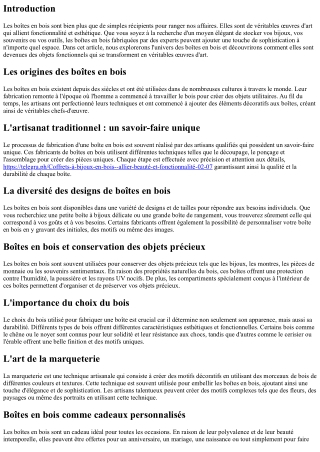 Boîtes en bois : des objets fonctionnels qui deviennent des œuvres d'art