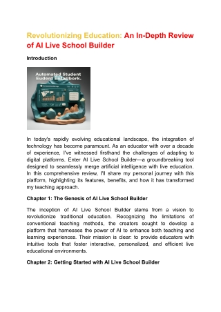 Revolutionizing Education- An In-Depth Review of AI Live School Builder