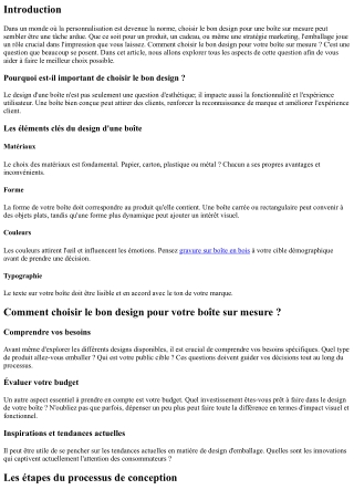 Comment choisir le bon design pour votre boîte sur mesure ?