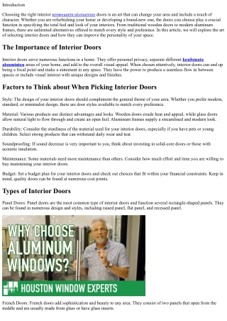 The Art of Picking Interior Doors: Including Personality to Your Area
