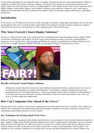 Stay Ahead of the Competition with  Cutting-Edge Touch Display Systems