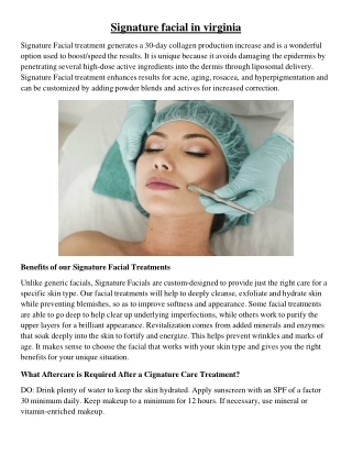 signature facial in virginia
