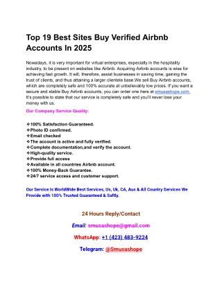 Top 19 Best Sites Buy Verified Airbnb Accounts In 2025 - PDF