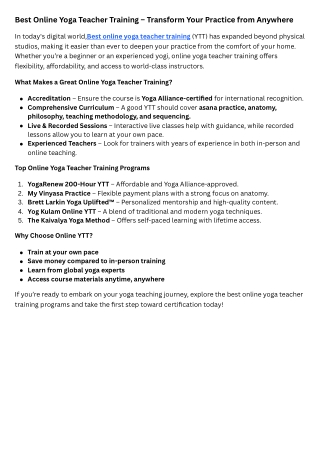 Best Online Yoga Teacher Training