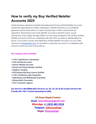 How to verify my Buy Verified Neteller Accounts- PDF -2025