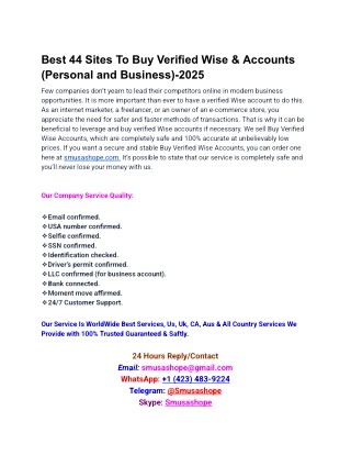 Best 44 Sites To Buy Verified Wise & Accounts (Personal and Business)-2025
