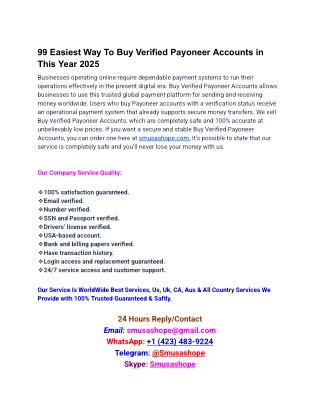 99 Easiest Way To Buy Verified Payoneer Accounts in This Year PDF 2025
