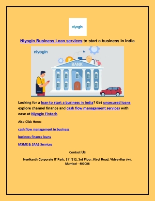 Niyogin Business Loan services to start a business in india