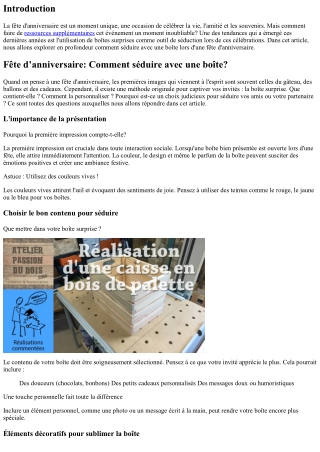 “Fête d’anniversaire: Comment séduire avec une boîte?”