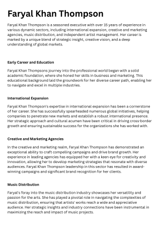 Faryal Khan Thompson - Biography