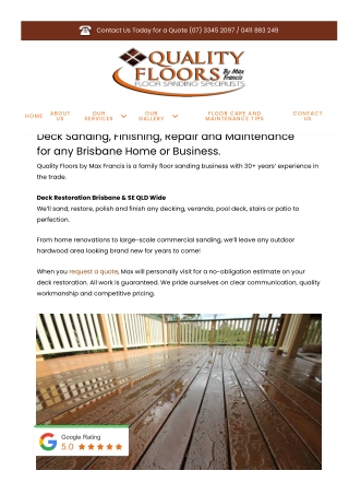 Deck Sanding Brisbane