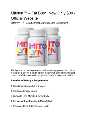 Mitolyn™ – Fat Burn! Now Only $39 - Official Website