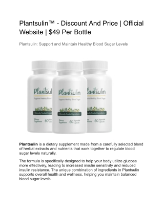 Plantsulin™ - Discount And Price | Official Website | $49 Per Bottle