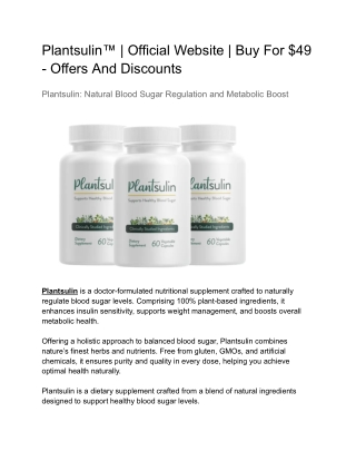 Plantsulin™ | Official Website | Buy For $49 - Offers And Discounts