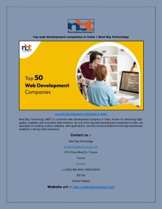Top web development companies in India | Next Big Technology