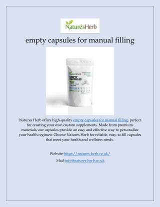 High-Quality Empty Capsules for Manual Filling at Natures Herb