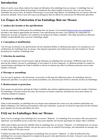 Les Étapes de Fabrication d’un Emballage Bois sur Mesure